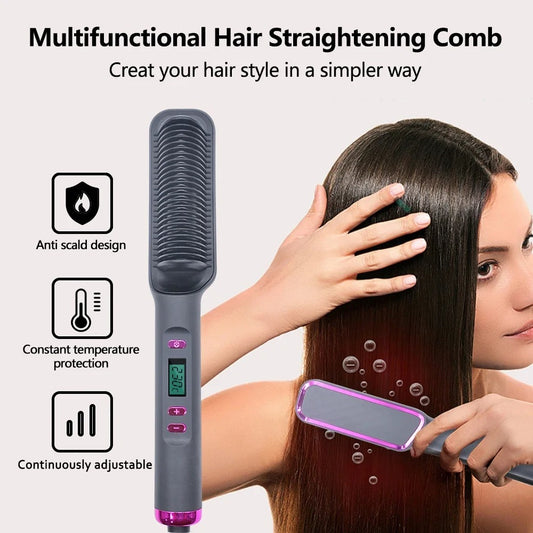 Electric 2-in-1 Professional Hair Straightener Comb Hair Brush